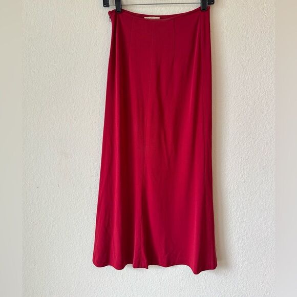 Cache Women’s Red Midi Skirt Size 6 Vintage Y2K Minimalist Rayon Blend - Picture 3 of 6